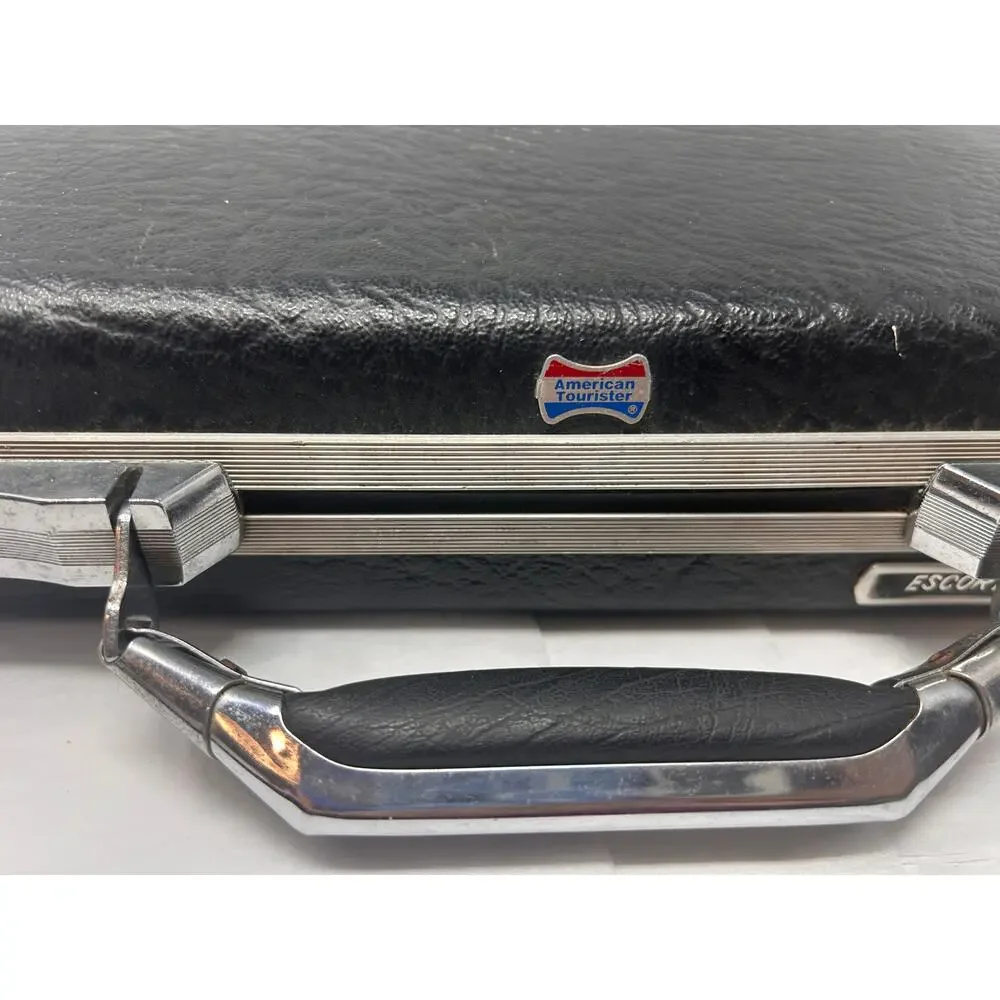 Vintage American Tourister Escort Hard Case‎ Briefcase Black Mid Century